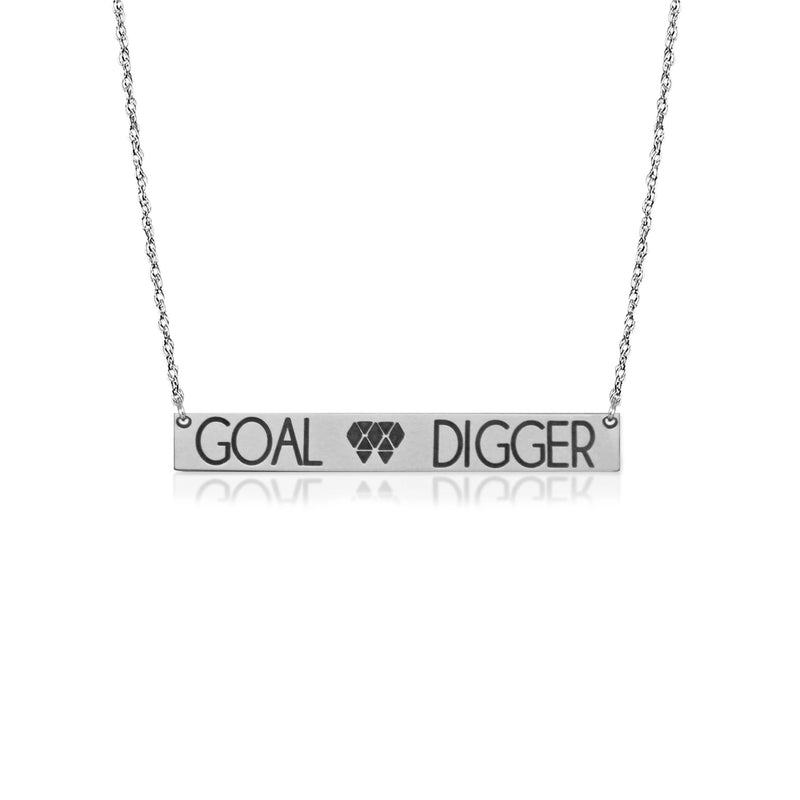 GOAL DIGGER Inspirational Bar Necklace in Sterling Silver .925