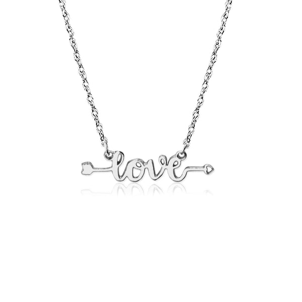 Love with Arrow Inspirational Necklace in Sterling Silver .925