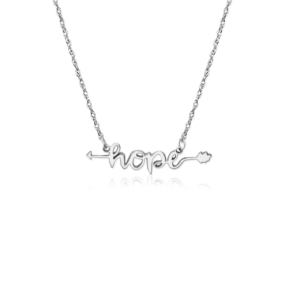 Hope with Arrow Inspirational Necklace in .925 Sterling Silver