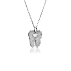 Tooth with Heart  Sterling Silver .925 Necklace