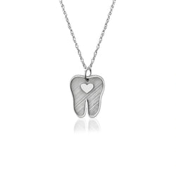 Tooth with Heart  Sterling Silver .925 Necklace