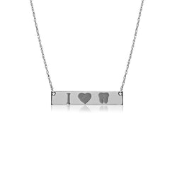 I Heart Tooth in Sterling Silver.925 Bar Necklace