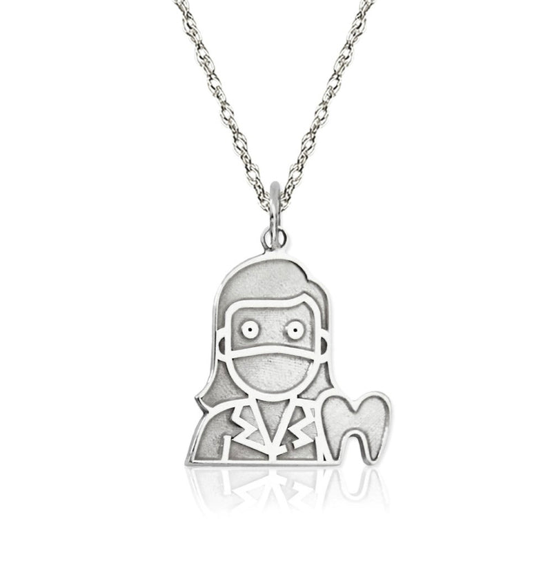 Woman in Dentistry all in  14 KT white gold necklace