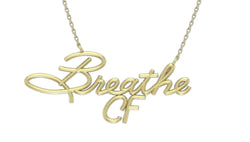 Cystic Fibrosis 14 KT Yellow Gold "BreatheCF" Custom Necklace
