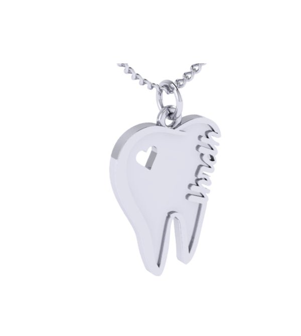 LHRDH Custom Sterling Silver .925  Tooth Necklace with Cut Out Heart