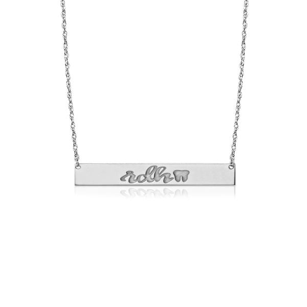Custom Designed in Sterling Silver (.925) "rdh"  Bar Necklace